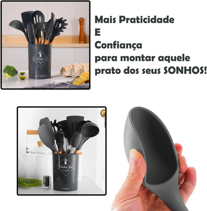 Jogo de Utensílios em Silicone UauCook® 12 peças - PIX 10% DESCONTO