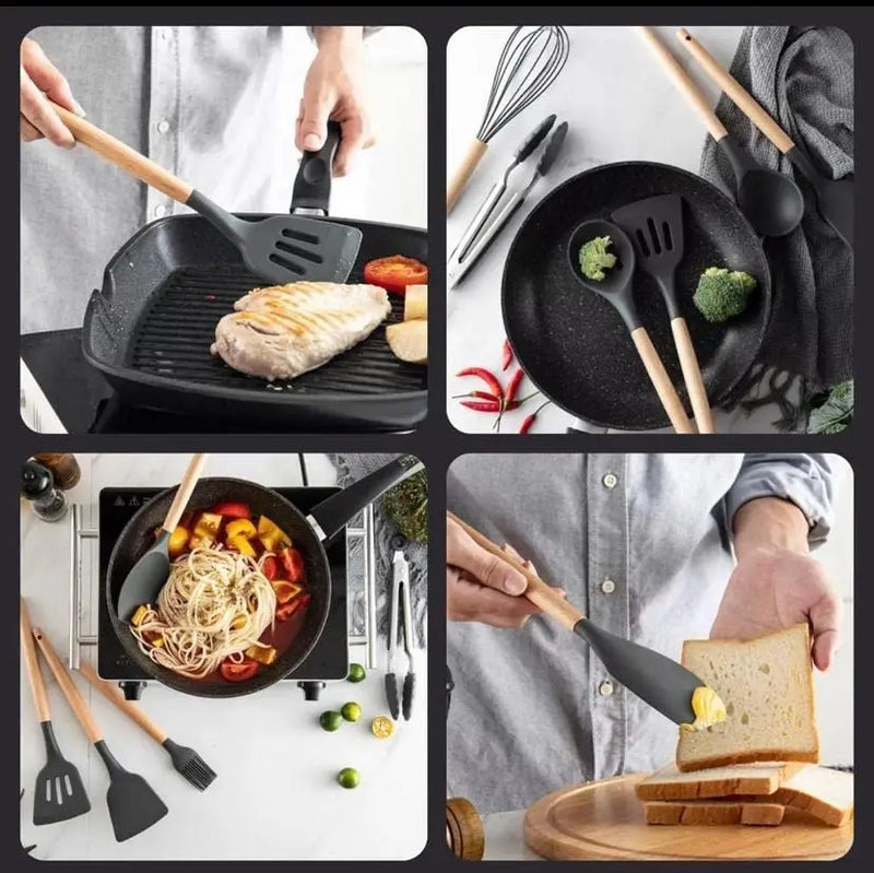 Jogo de Utensílios em Silicone UauCook® 12 peças - PIX 10% DESCONTO