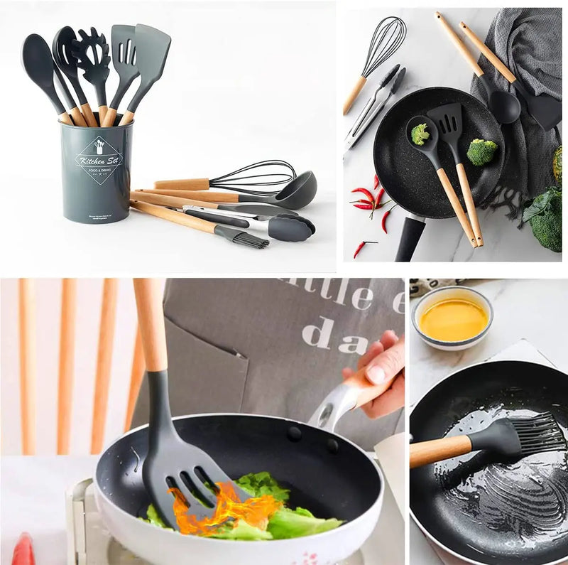 Jogo de Utensílios em Silicone UauCook® 12 peças - PIX 10% DESCONTO