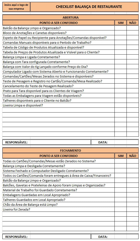 Checklist de Restaurante 2.0 - DESCONTO 10% no PIX