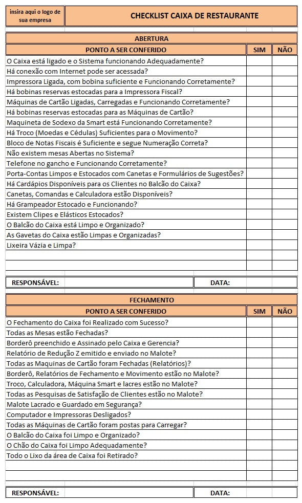 Checklist de Restaurante 2.0 - DESCONTO 10% no PIX