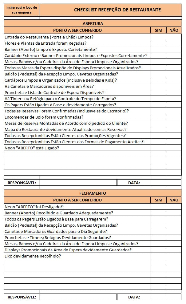 Checklist de Restaurante 2.0 - DESCONTO 10% no PIX