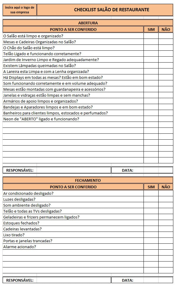 Checklist de Restaurante 2.0 - DESCONTO 10% no PIX